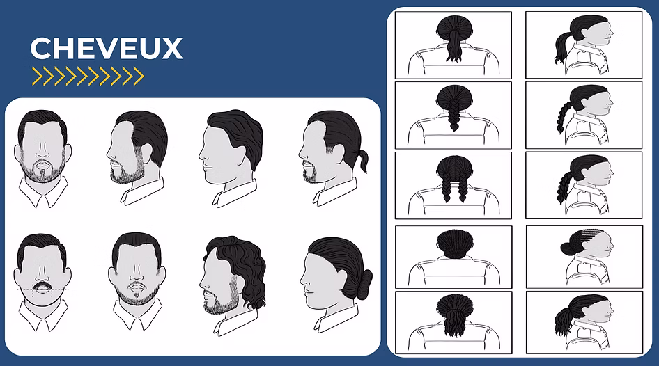 Exemples de coiffure avec l’uniforme des cadets